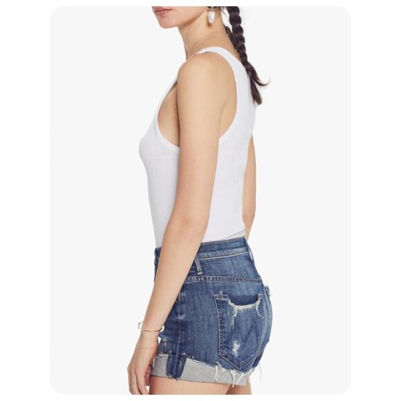 MOTHER HW Rascal Slit Flip Chew Denim Shorts sz 25 - Picture 3 of 10